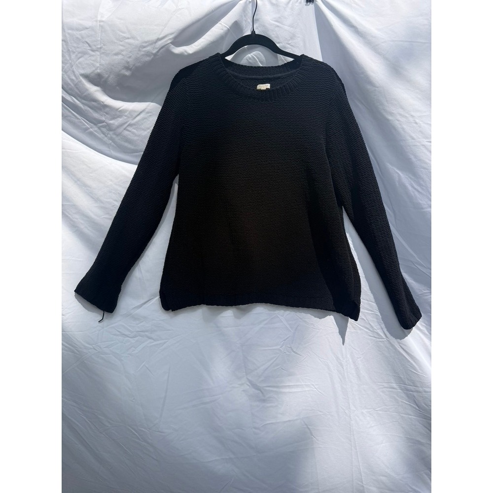 Sonoma Life Style Womens XL Black Textured Knit Crewneck Sweater Long Sleeve